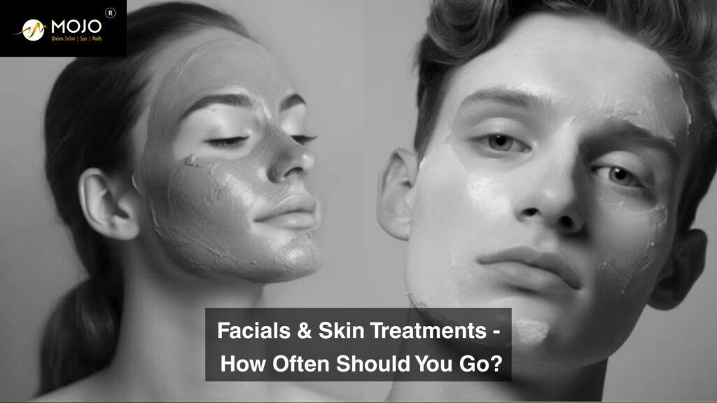 Client enjoying luxury facial and skin treatment at MOJO Unisex Salon in Baner, Pune.